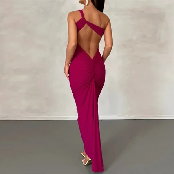 2025 Sexy One Shoulder Crochet Bodycon Dress Chic Knitted Elegant Fashion Party Club Dresses Slim Goth Women Sundress - Image 3