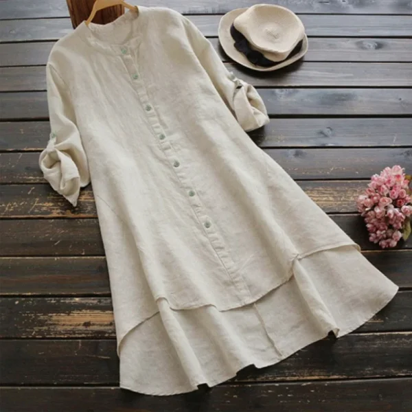 2025 Women Clothing Organic Cotton Linen Dress   Ladies Cotton and Linen Whistles Top Plus Size Blouse Women's Linen Blouse - Image 6