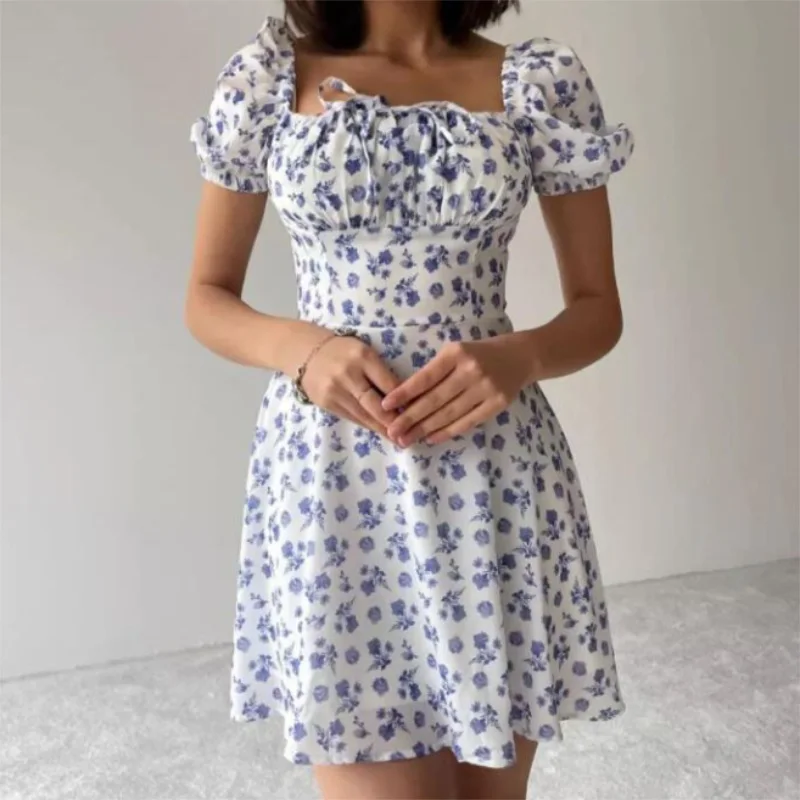 2025 Digital Printing Casual Dresses Short Sleeve  High Waist High Quality Women’s Dress Small MOQ