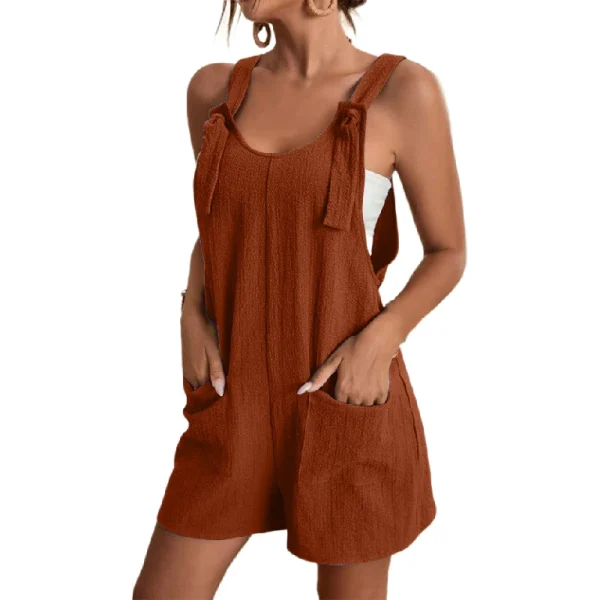 2025 Women Clothing Organic Cotton Jumpsuits Overalls Pockets  Casual Shorts Jumpsuit Small  MOQ - Image 6