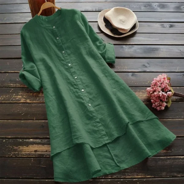 2025 Women Clothing Organic Cotton Linen Dress   Ladies Cotton and Linen Whistles Top Plus Size Blouse Women's Linen Blouse