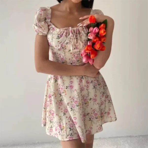 2025 Digital Printing Casual Dresses Short Sleeve  High Waist High Quality Women's Dress Small MOQ - Image 3